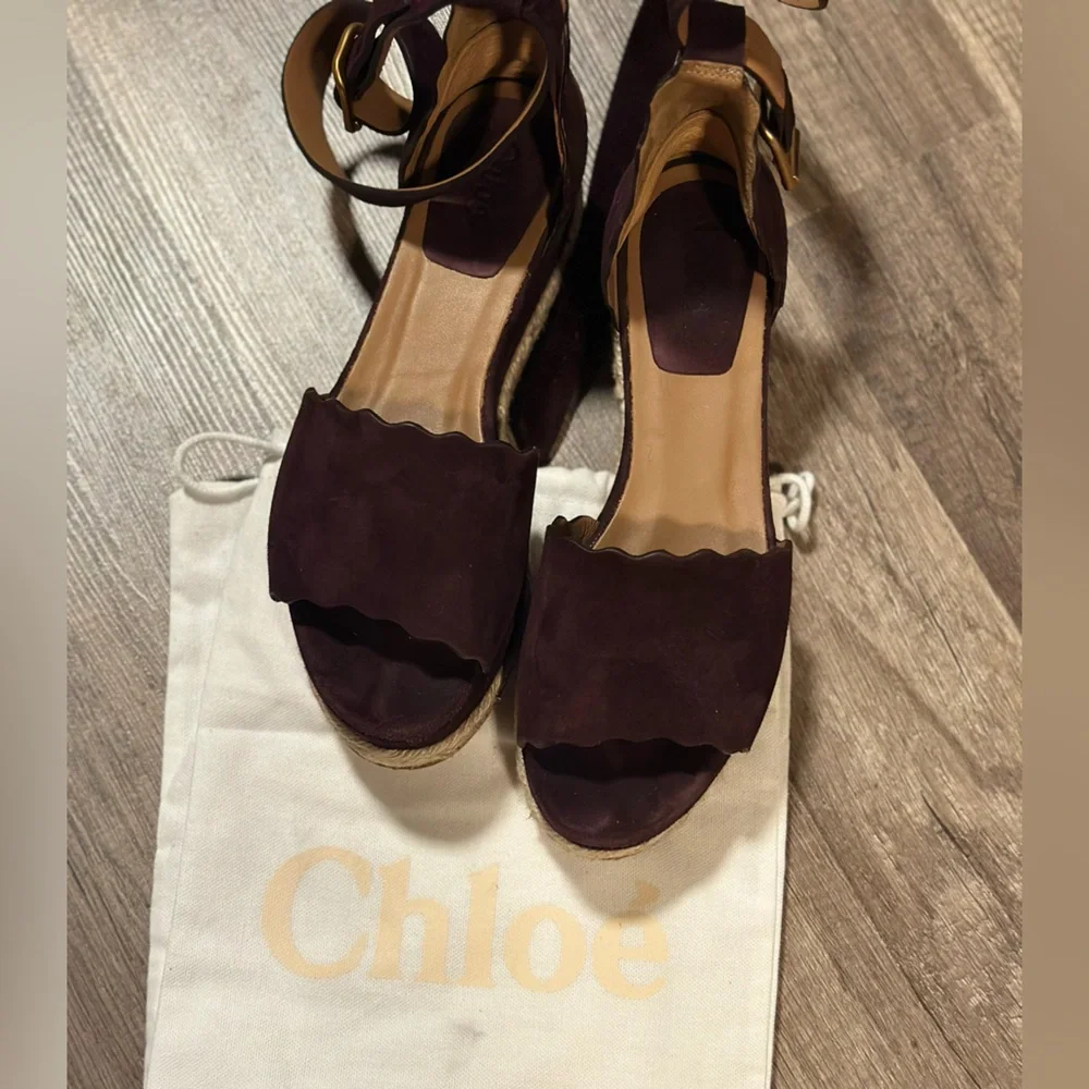 Authentic CHLOE Suede Wedge Espadrilles 💃🏻🌹🍷 - Picture 1 of 16